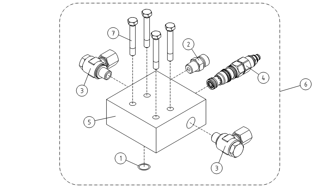 DINO 205RXT VALVE HOUSING+VALVES LIFT CYLINDER