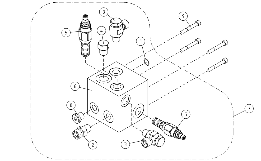 DINO 260XTD VALVE HOUSING+VALVES TELESCOPE CYLINDER