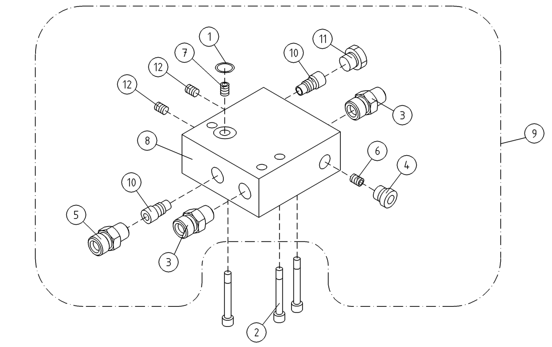 DINO 180TB VALVE HOUSING+VALVES OUTRIGGER CYLINDER