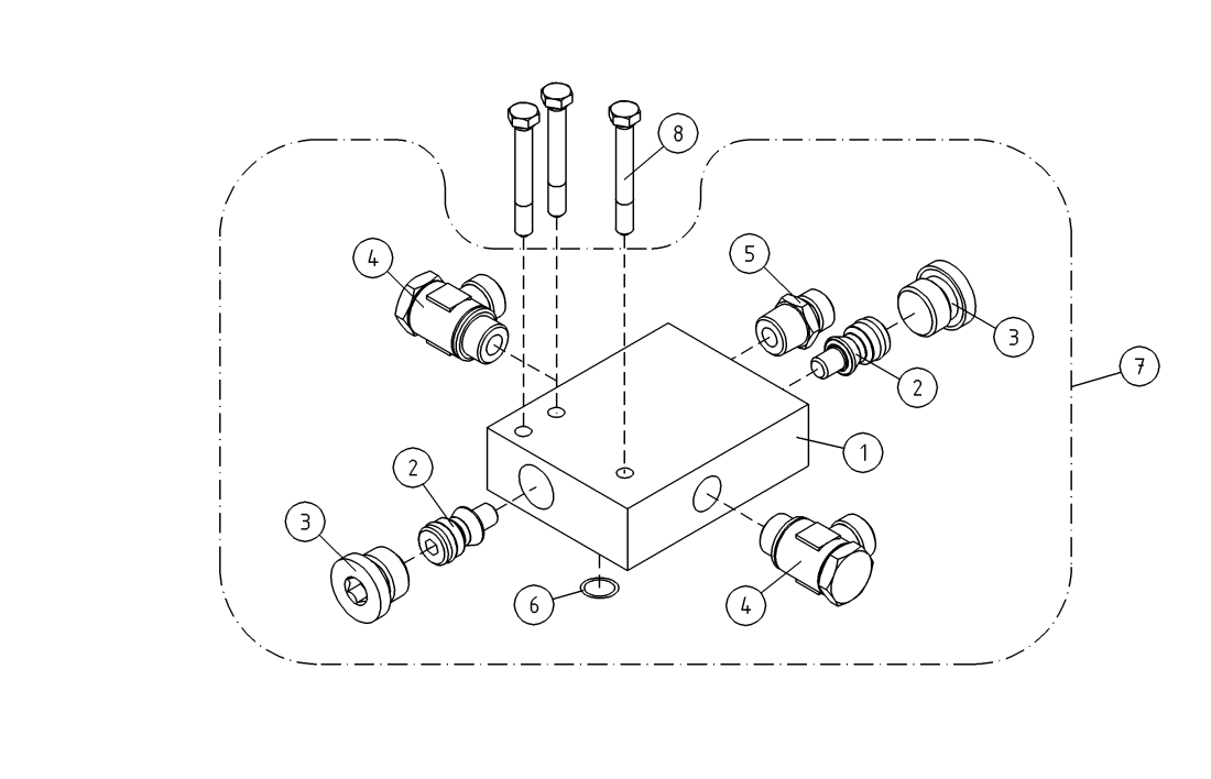 DINO 220XSE VALVE HOUSING+VALVES OUTRIGGER CYLINDER