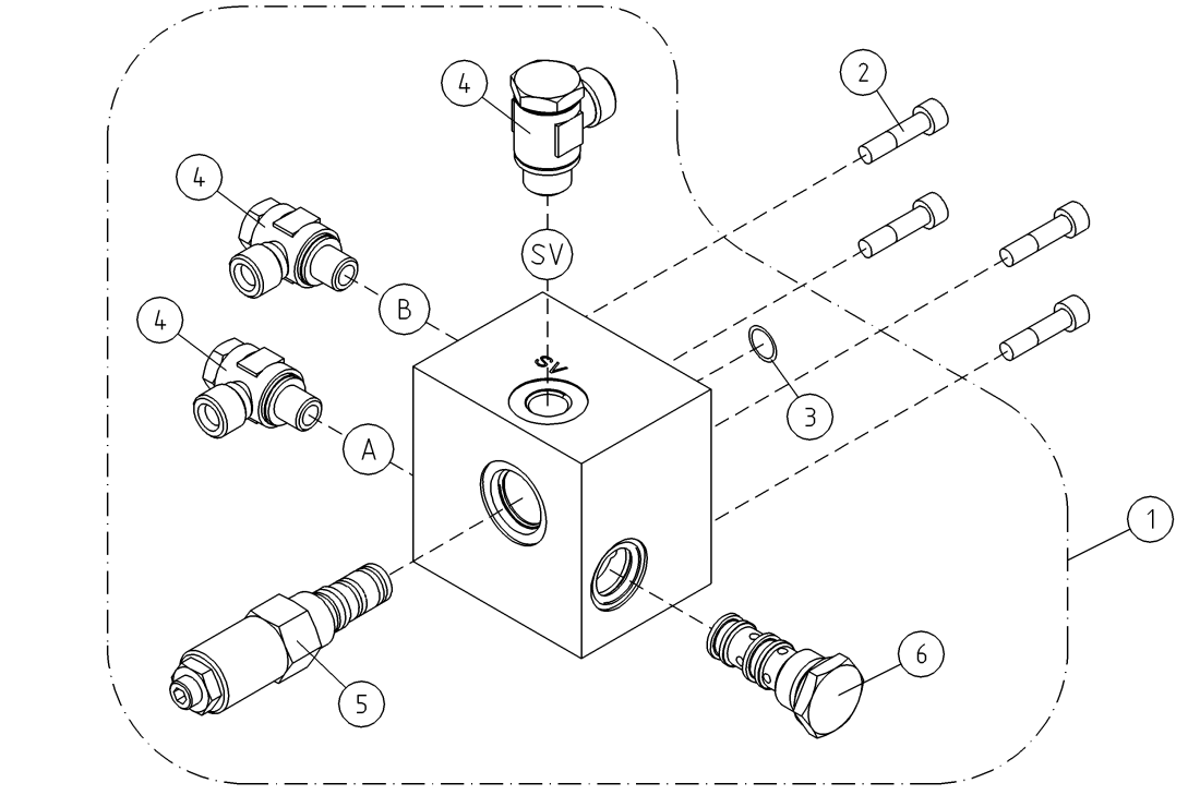 DINO 105TL VALVE HOUSING+VALVES TELESCOPE CYLINDER