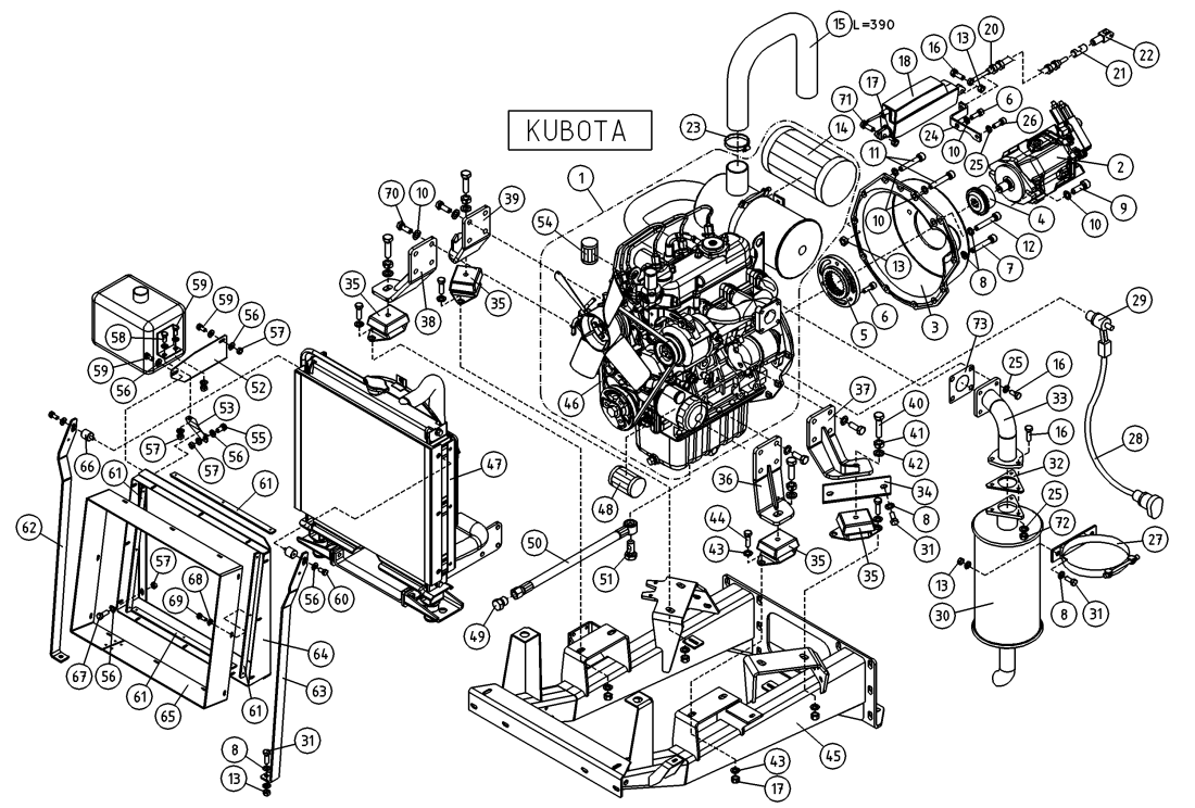 DINO 220XTC ENGINE ACCESSORIES, KUBOTA